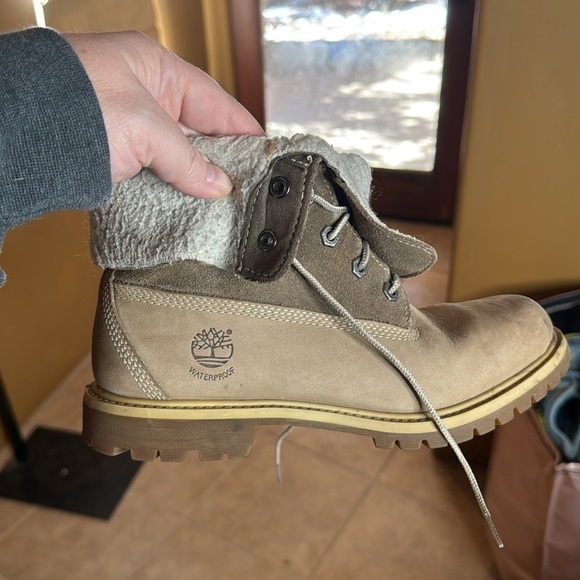 Timberland Authentics Waterproof Roll-Top Boot Size 7.5 Light Brown Nubuck - Picture 9 of 14